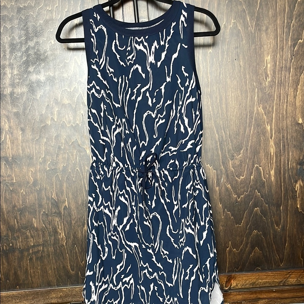 Athleta Navy and cream Patterned Dress